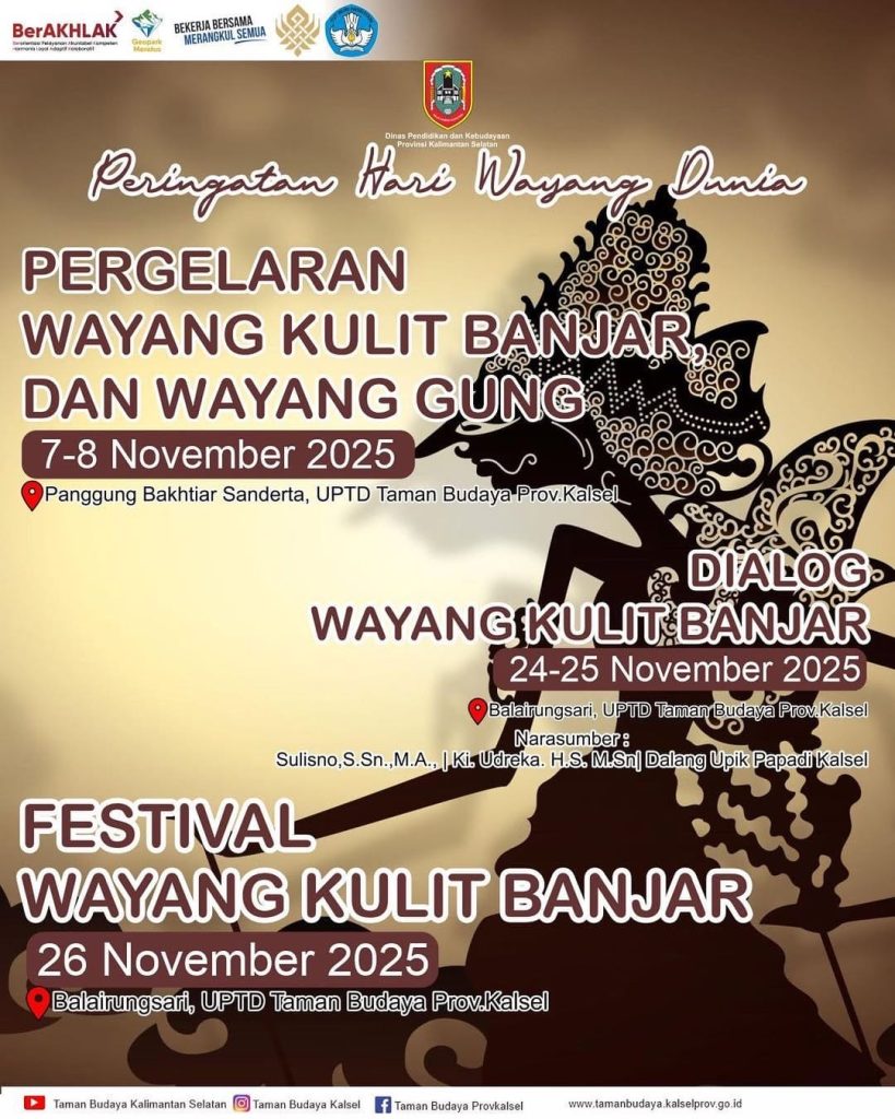 Rayakan Hari Wayang Sedunia, Taman Budaya Kalsel Gelar Festival Wayang Kulit Banjar Perdana