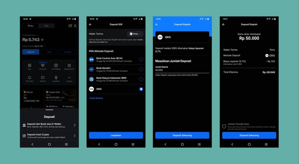 Cara Investasi, Nabung dan Trading Emas Crypto di Pintu untuk Pemula Modal Kecil di HP